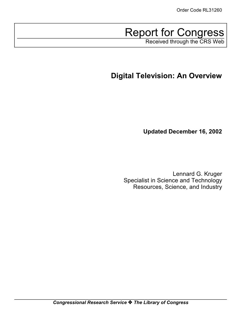 Digital Television: an Overview