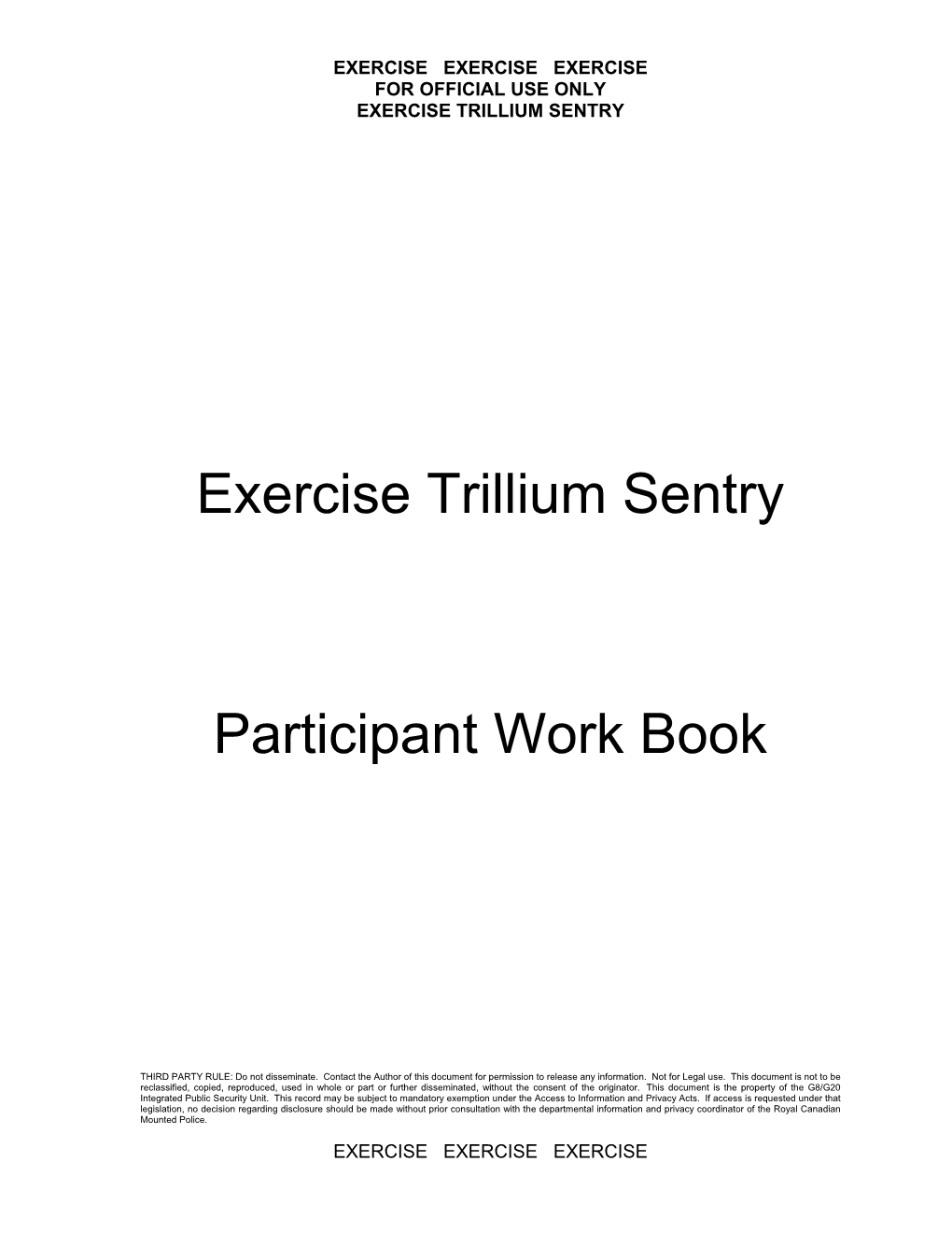 Exercise Trillium Sentry Participant Work Book