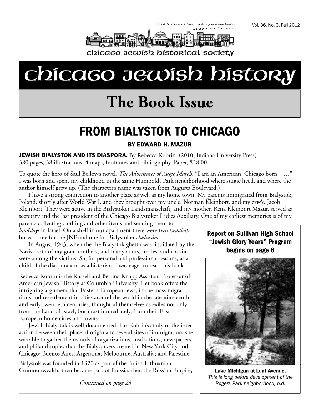 Chicago Jewish History the Book Issue from BIALYSTOK to CHICAGO by EDWARD H