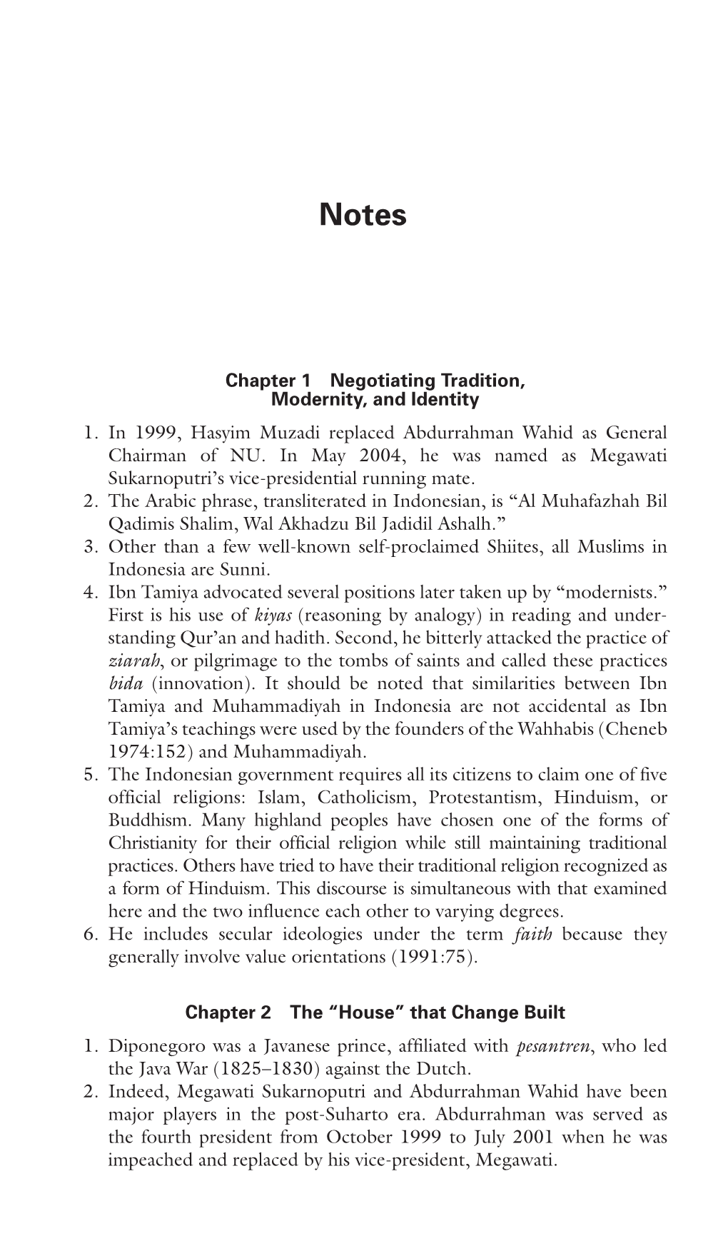 Chapter 1 Negotiating Tradition, Modernity, and Identity 1. in 1999, Hasyim Muzadi Replaced Abdurrahman Wahid As General Chairman of NU