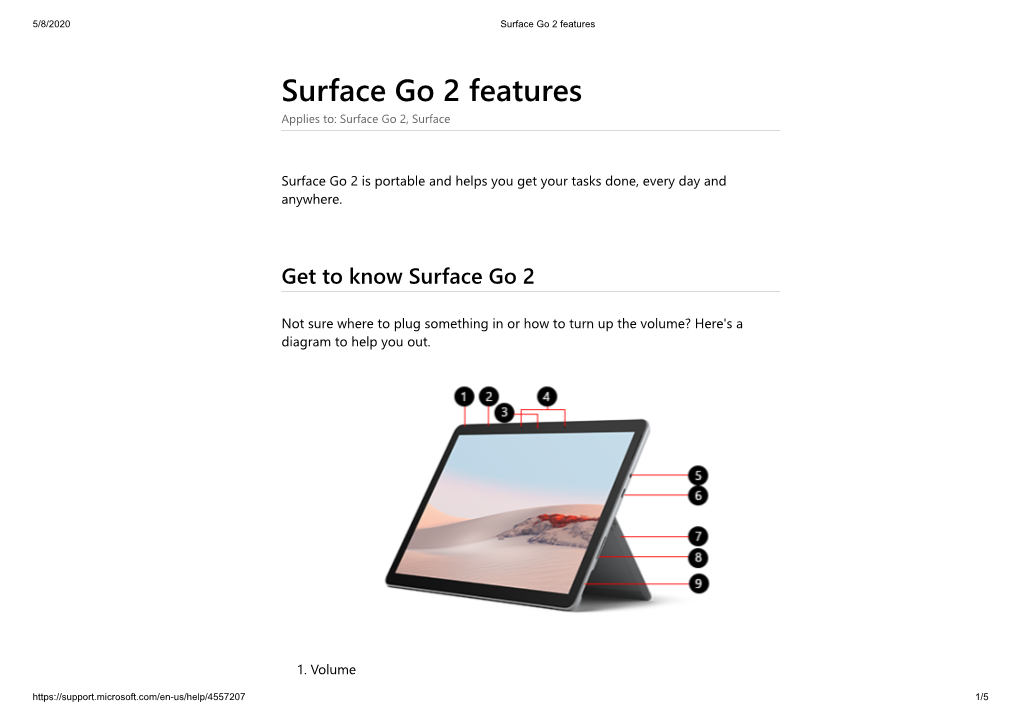 Surface Go 2 Features
