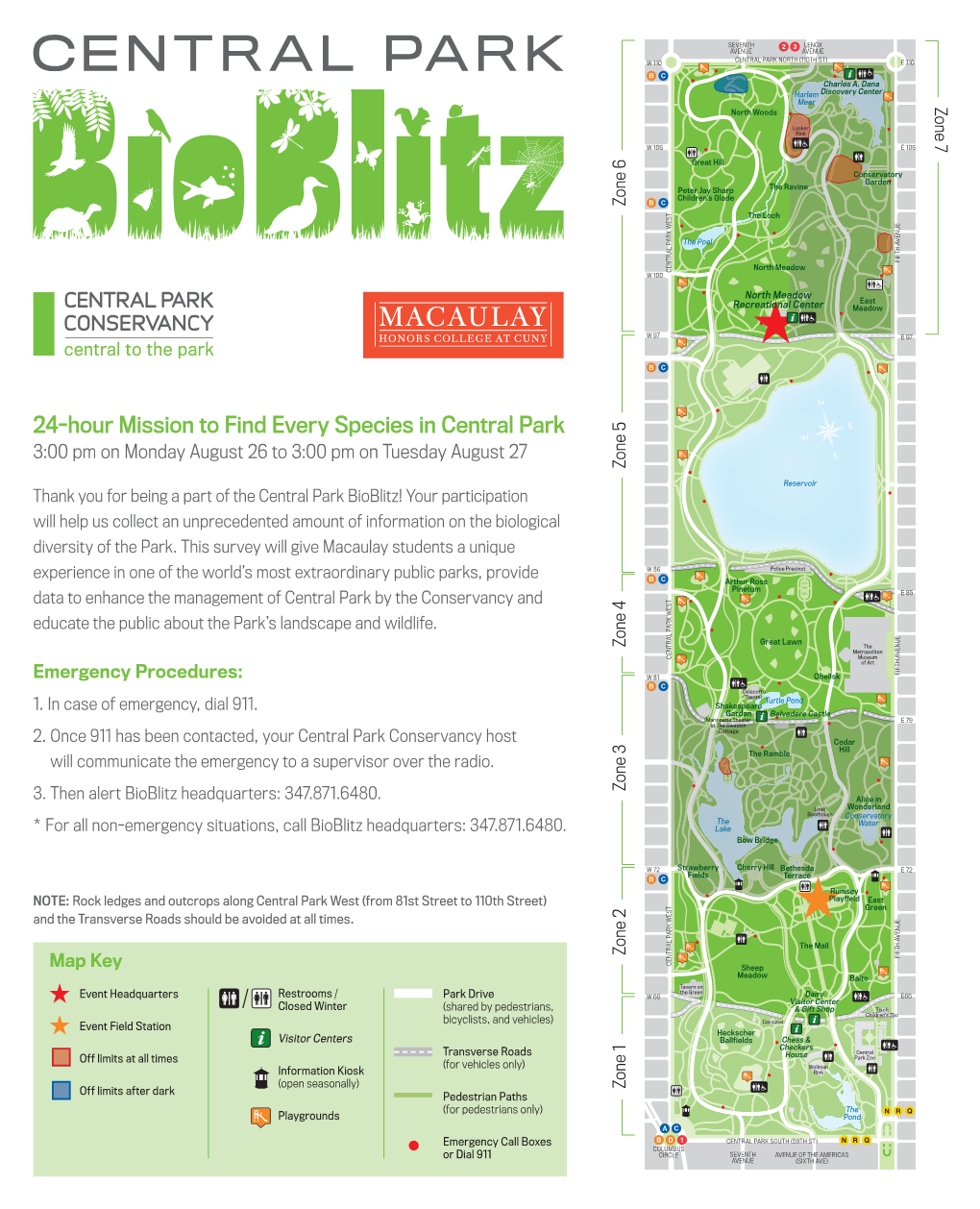24-Hour Mission to Find Every Species in Central Park 3:00 Pm on Monday August 26 to 3:00 Pm on Tuesday August 27 Zone 5