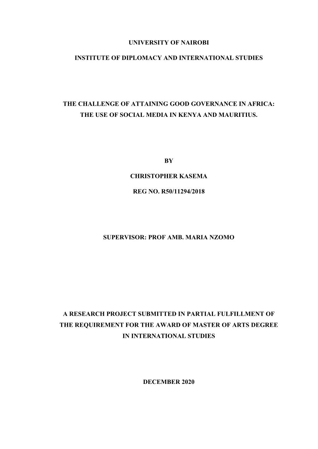 The Challenge of Attaining Good Governance in Africa: the Use of Social Media in Kenya and Mauritius