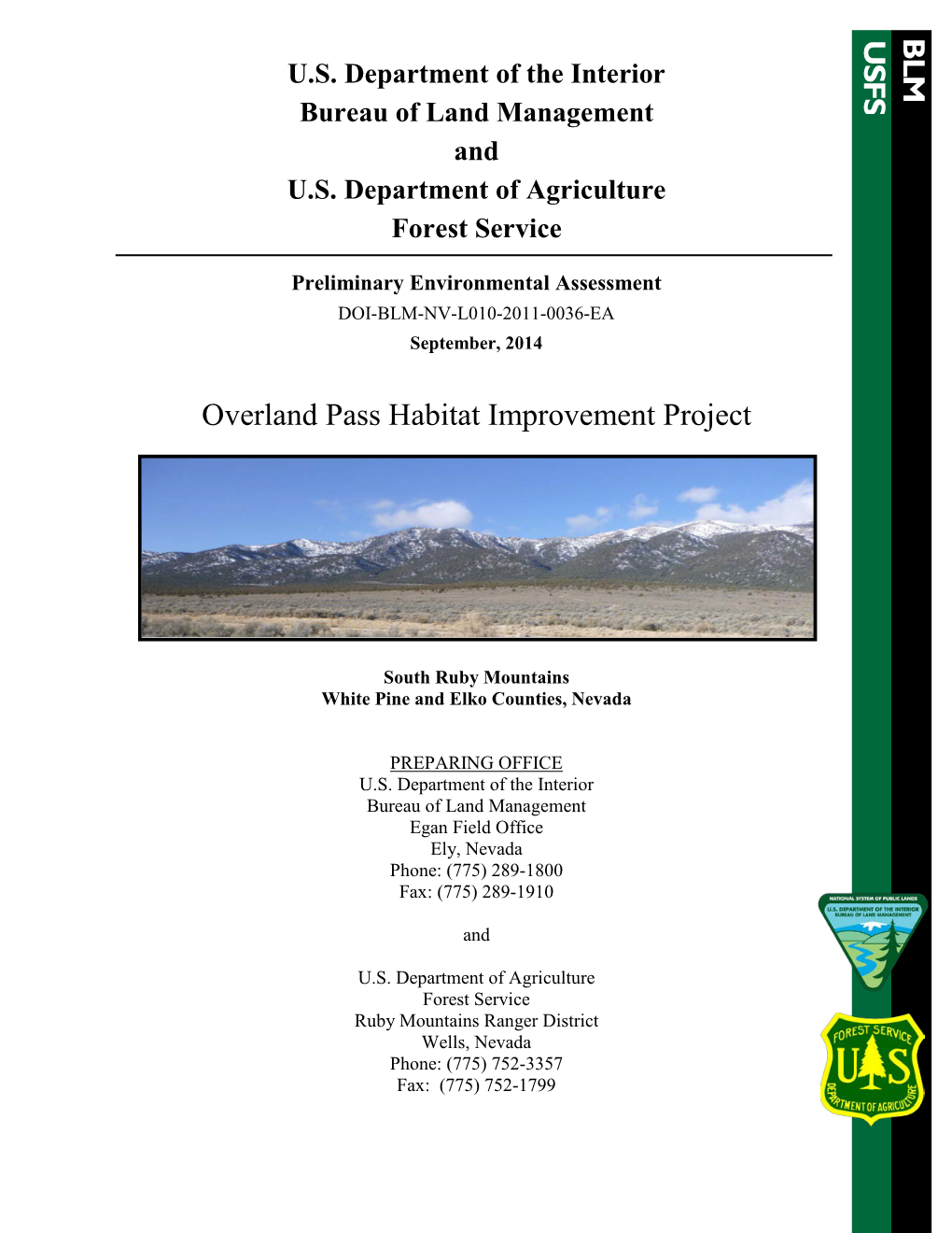 Overland Pass Habitat Improvement Project Preliminary Environmental