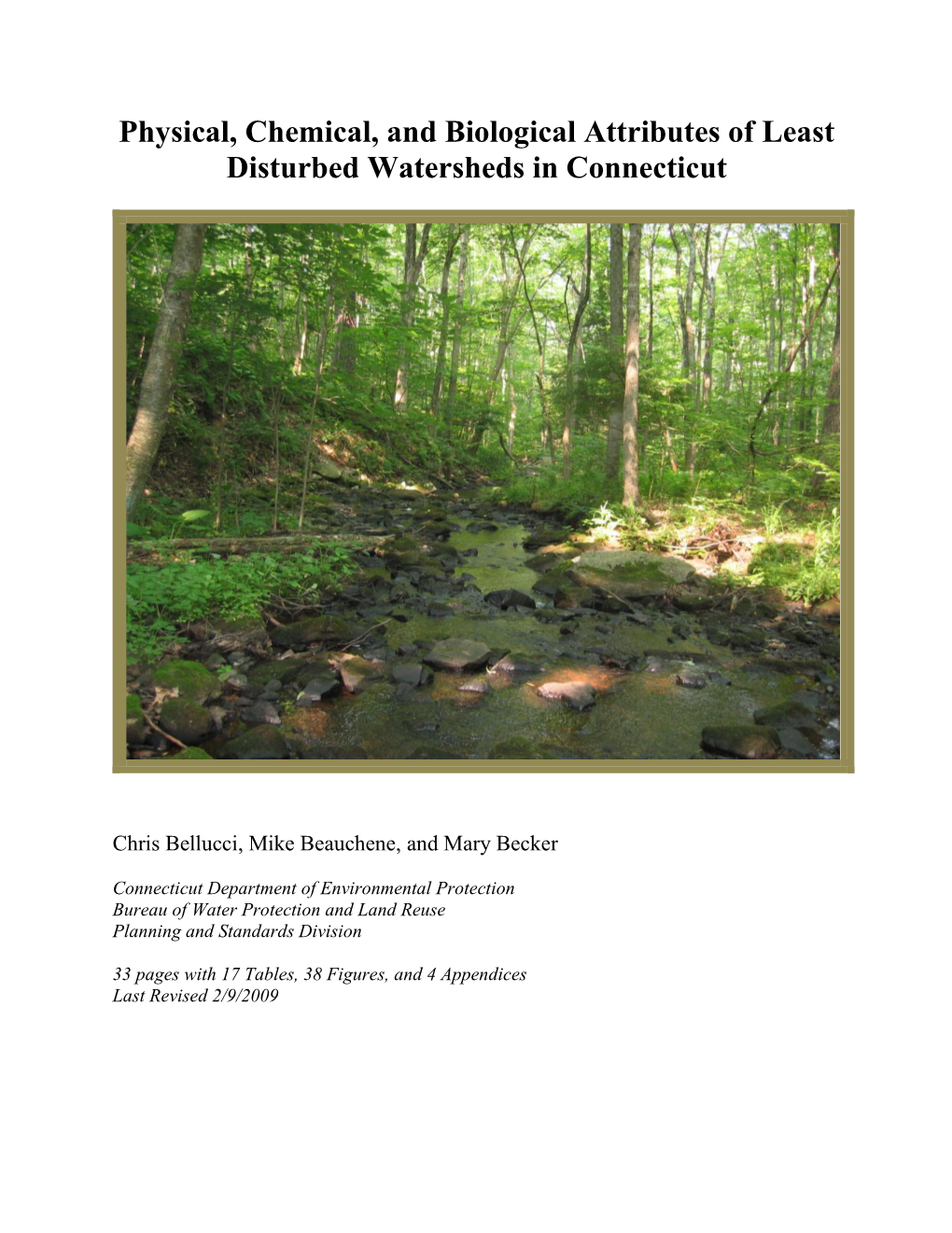 Physical, Chemical, and Biological Attributes of Least Disturbed Watersheds in Connecticut