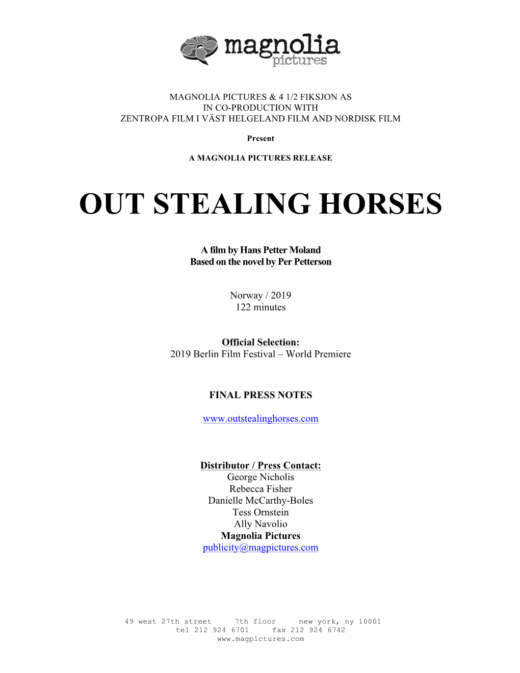 Out Stealing Horses