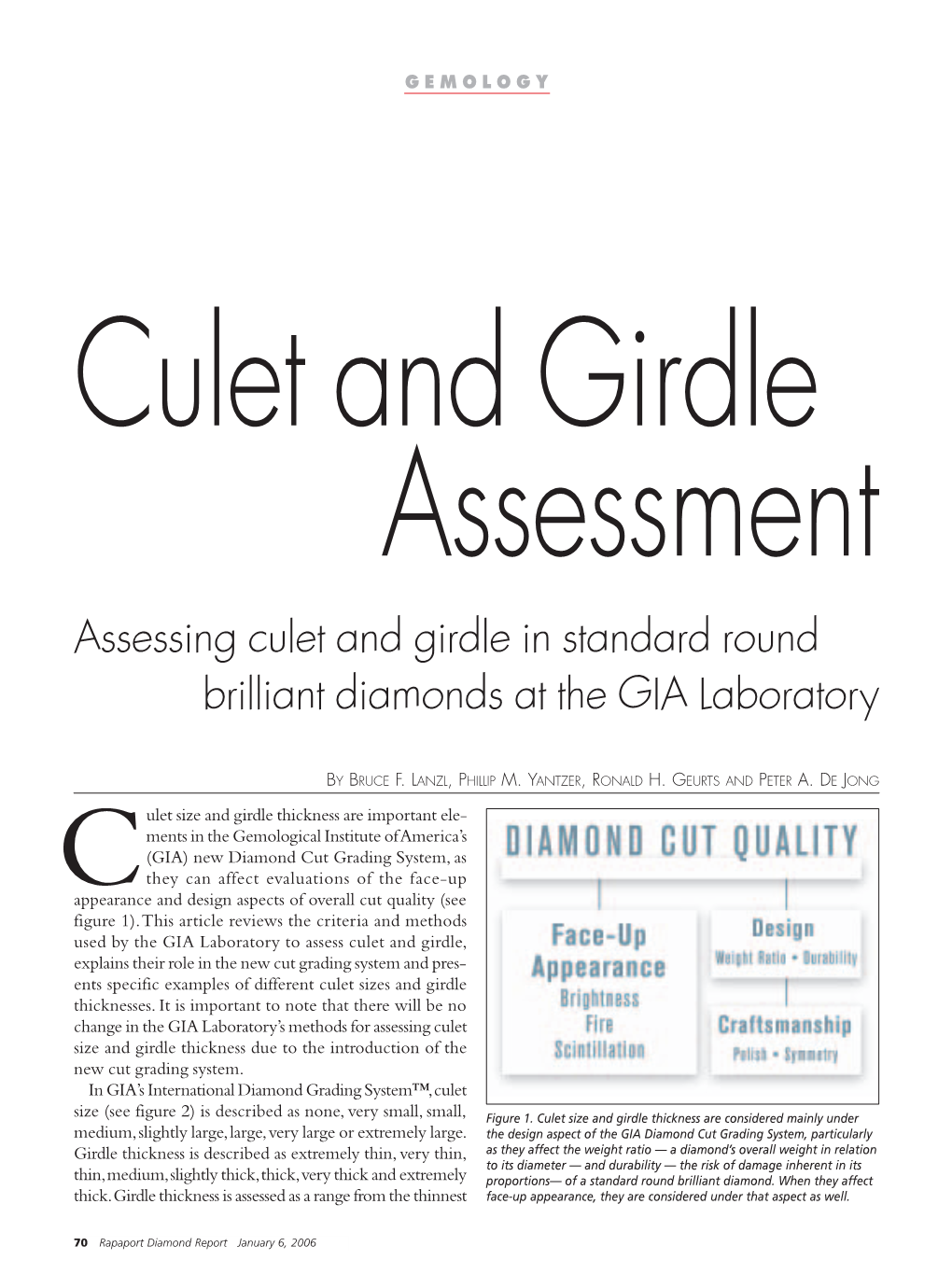 Assessing Culet and Girdle in Standard Round Brilliant Diamonds at the GIA Laboratory