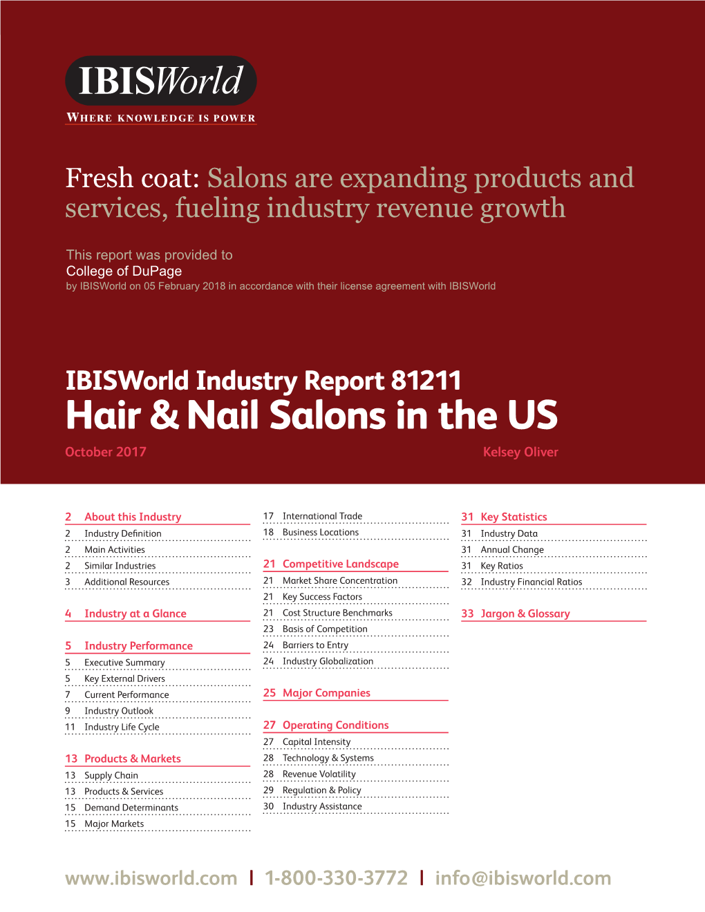 Hair and Nail Salon Industry in the U.S