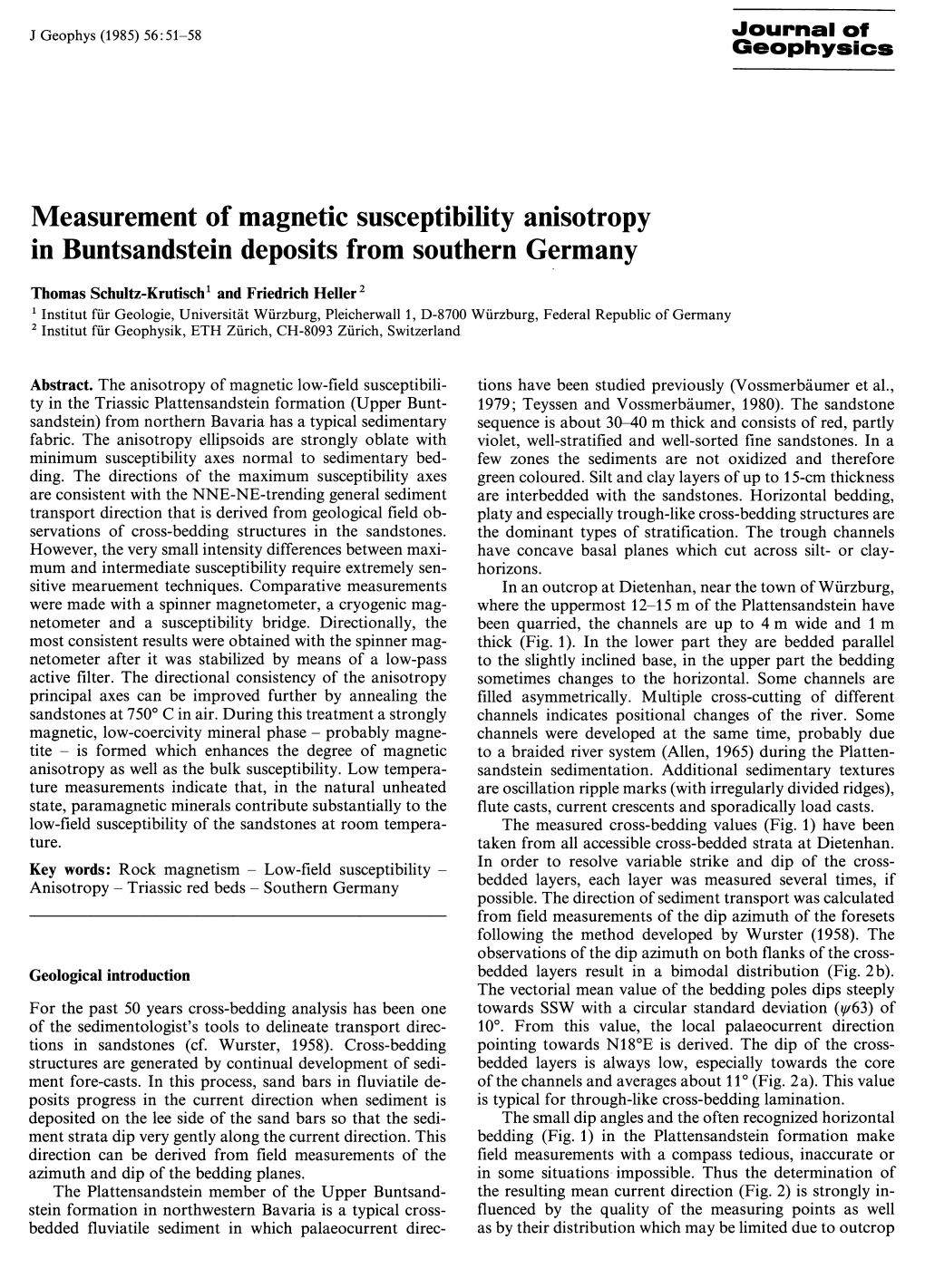 Measurement of Magnetic Susceptibility Anisotropy in Buntsandstein Deposits from Southern Germany