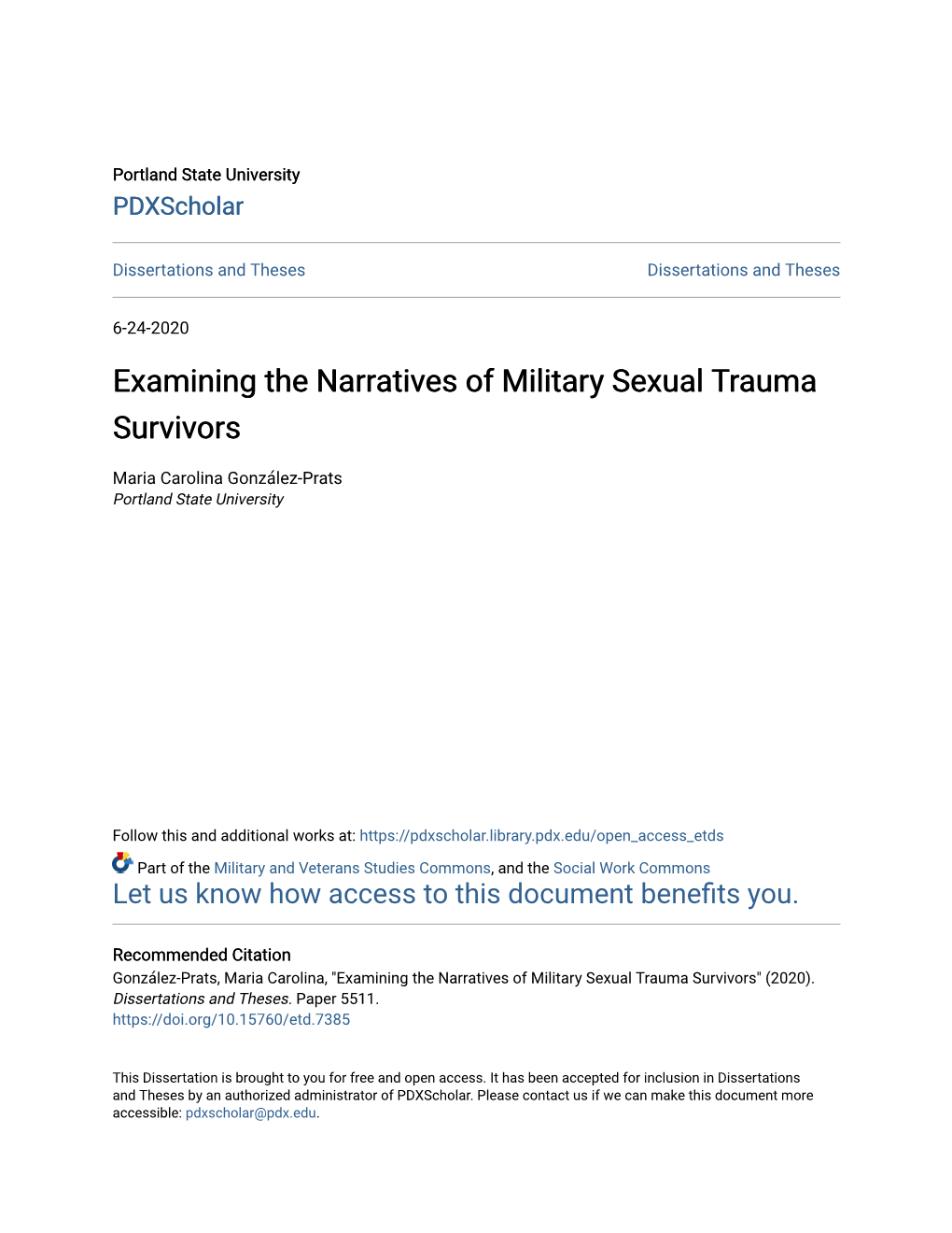 Examining the Narratives of Military Sexual Trauma Survivors