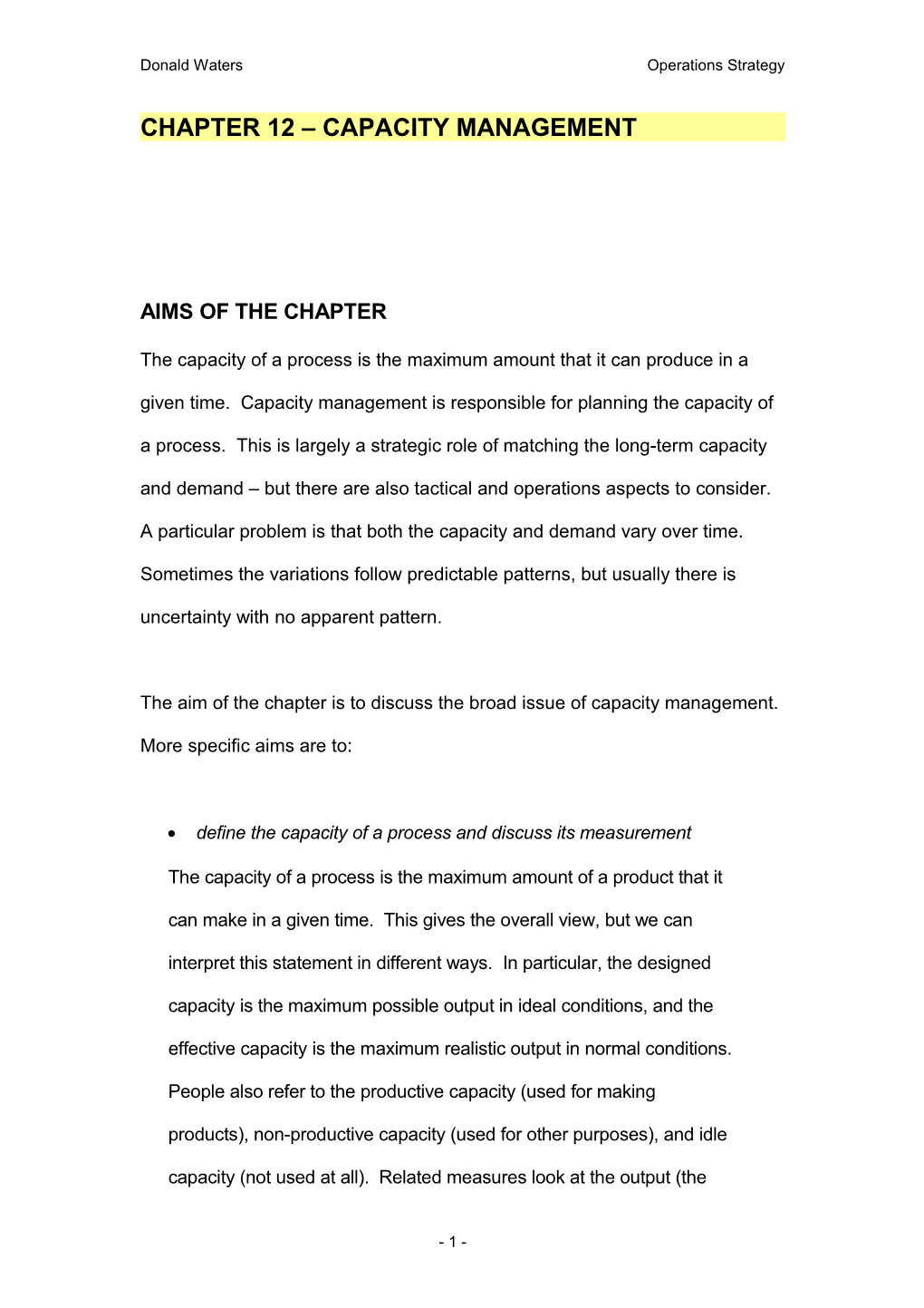 Chapter 12 Capacity Management