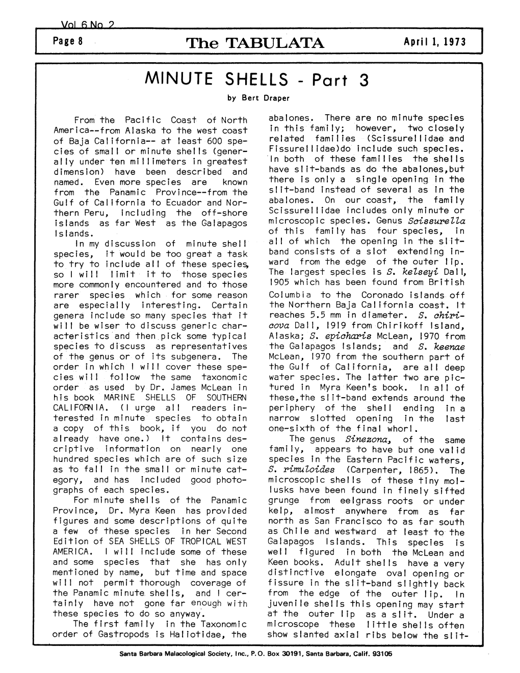 MINUTE SHELLS - Part 3 by Bert Draper