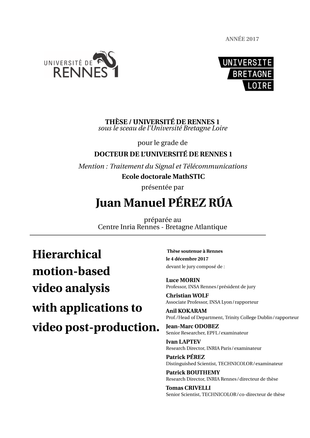 Juan Manuel PÉREZ RÚA Hierarchical Motion-Based Video