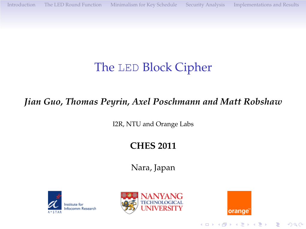 The LED Block Cipher