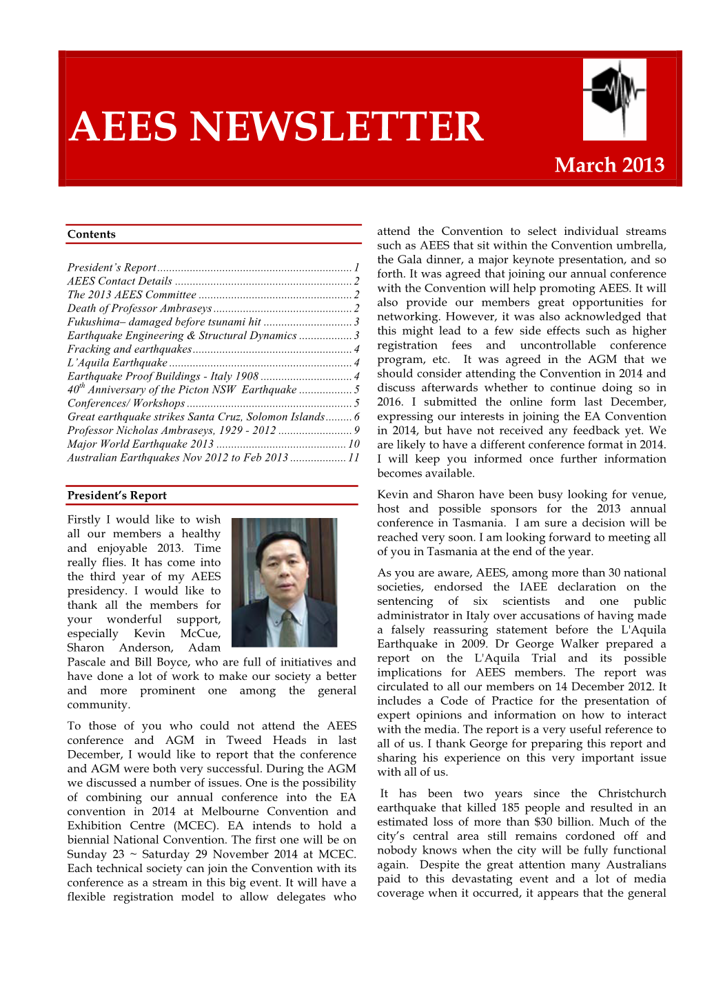 AEES NEWSLETTER March 2013