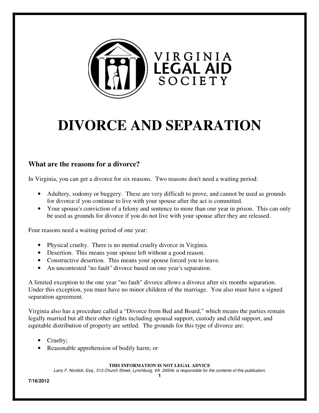 Divorce and Separation