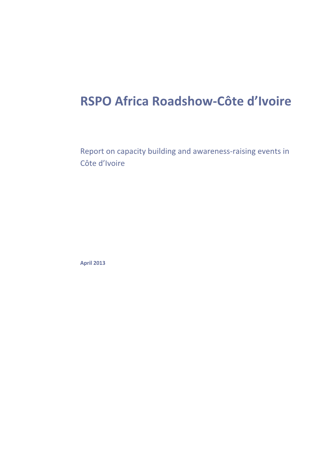 RSPO Africa Roadshow-Côte D'ivoire