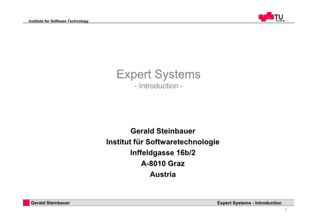 Expert Systems - Introduction