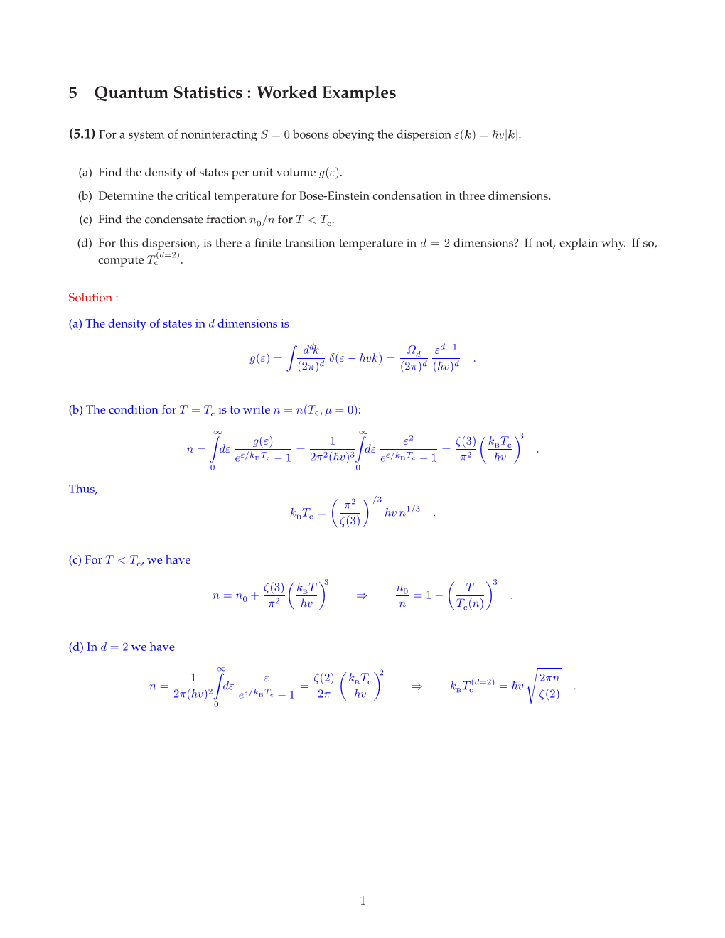 5 Quantum Statistics : Worked Examples