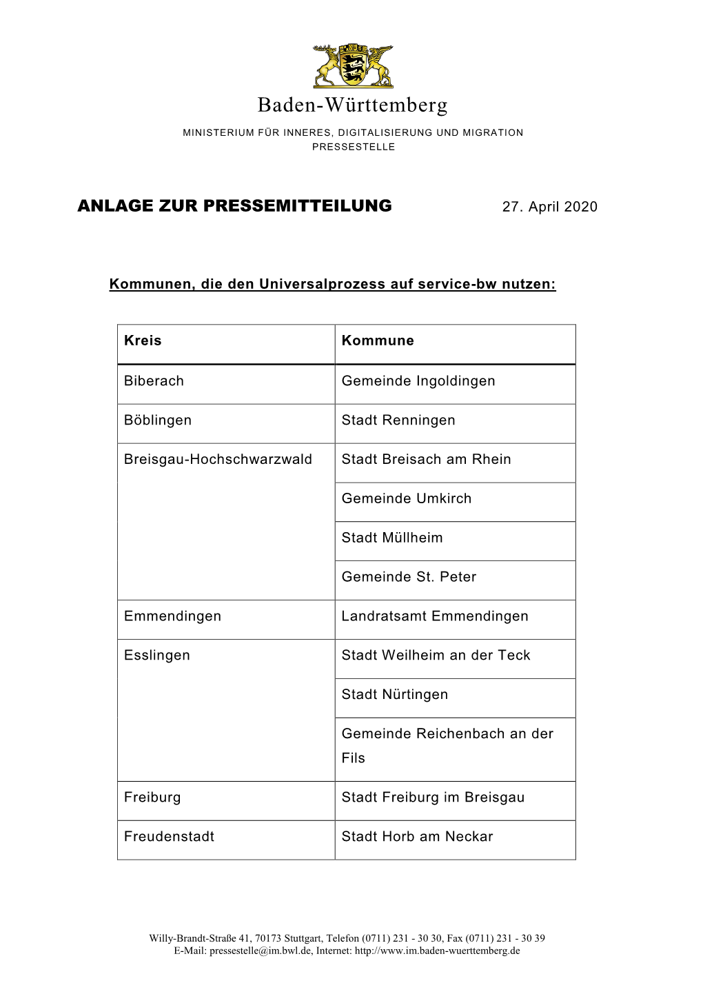 Vorlage Pressemitteilung