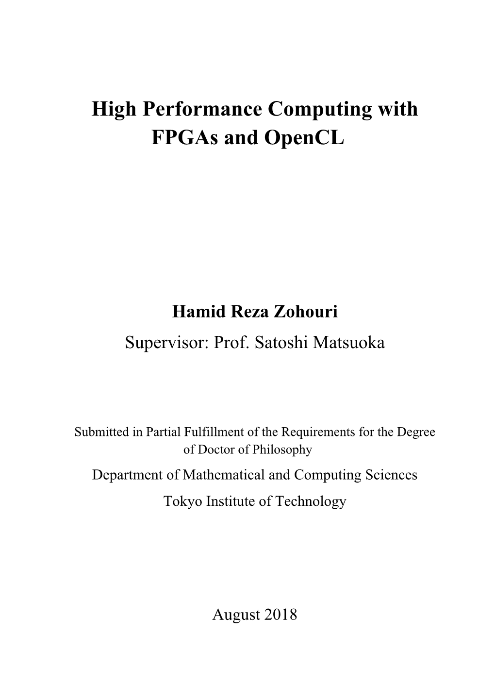 High Performance Computing with Fpgas and Opencl