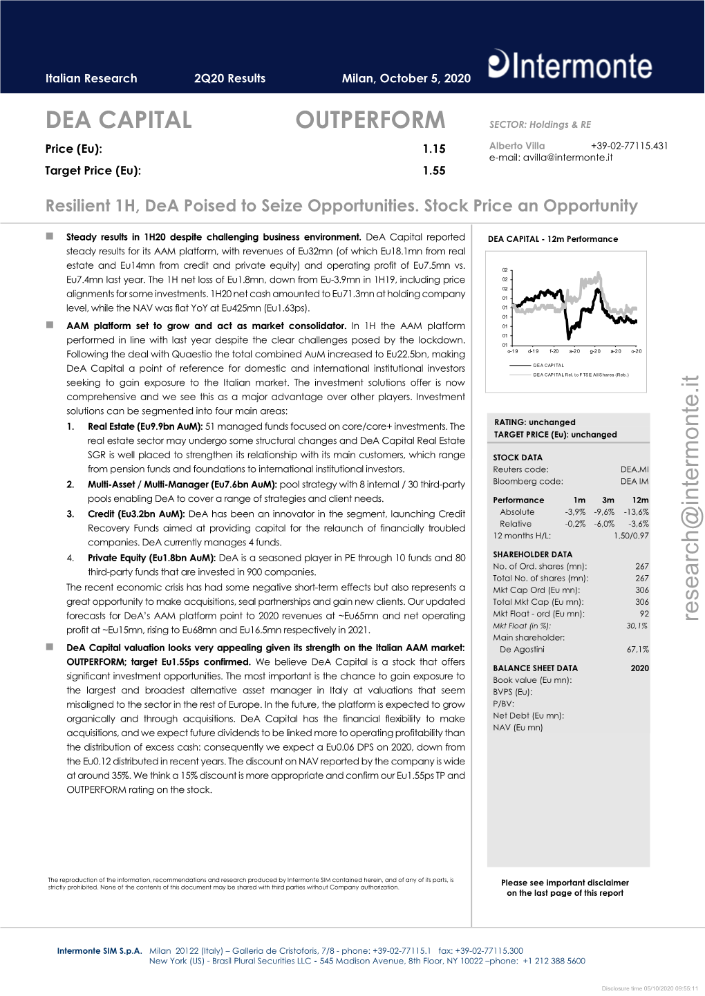 DEA CAPITAL OUTPERFORM Research@Intermonte.It