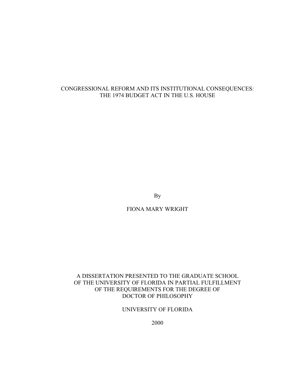 Congressional Reform and Its Institutional Consequences: the 1974 Budget Act in the U.S