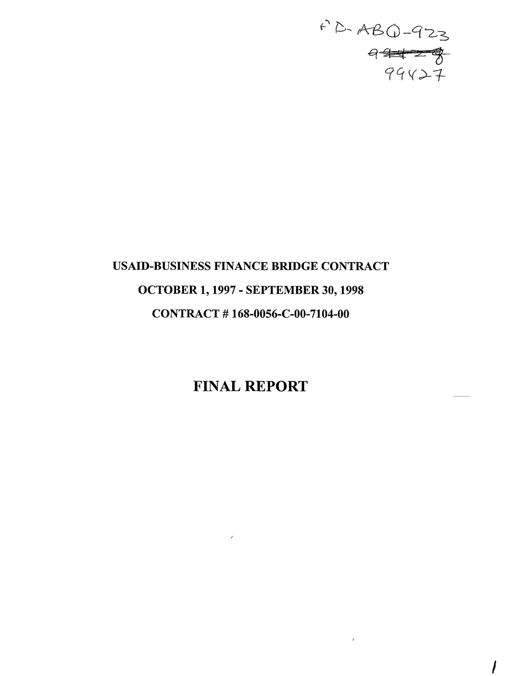 Final Report Usaid-Business Finance Bridge Contract