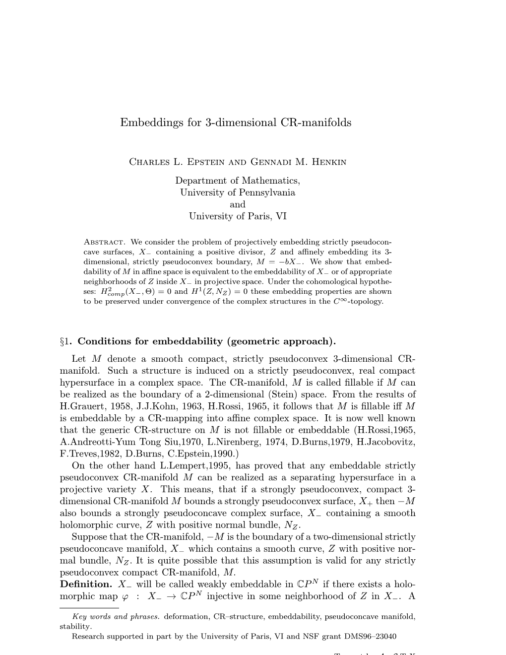 Embeddings for 3-Dimensional CR-Manifolds