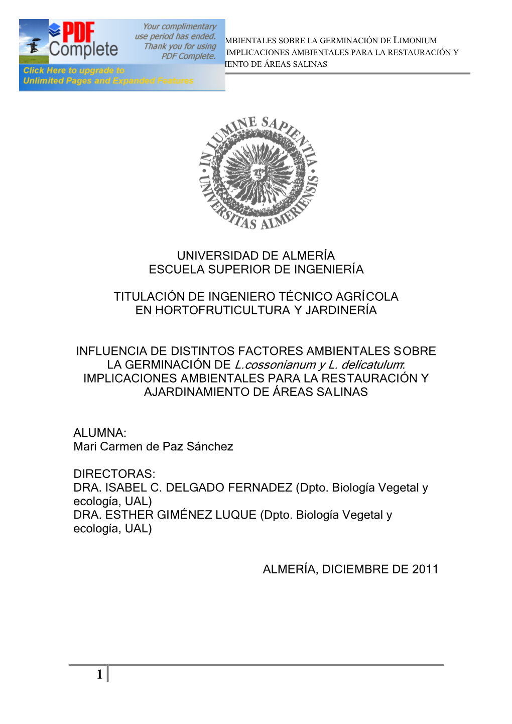 LA GERMINACIÓN DE L.Cossonianum Y L. Delicatulum: IMPLICACIONES AMBIENTALES PARA LA RESTAURACIÓN Y AJARDINAMIENTO DE ÁREAS SALINAS