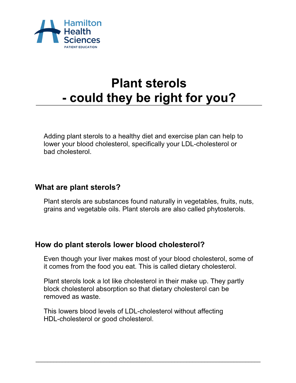 Plant Sterols - Could They Be Right for You?