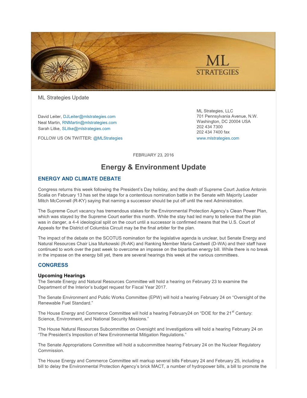 Energy & Environment Update