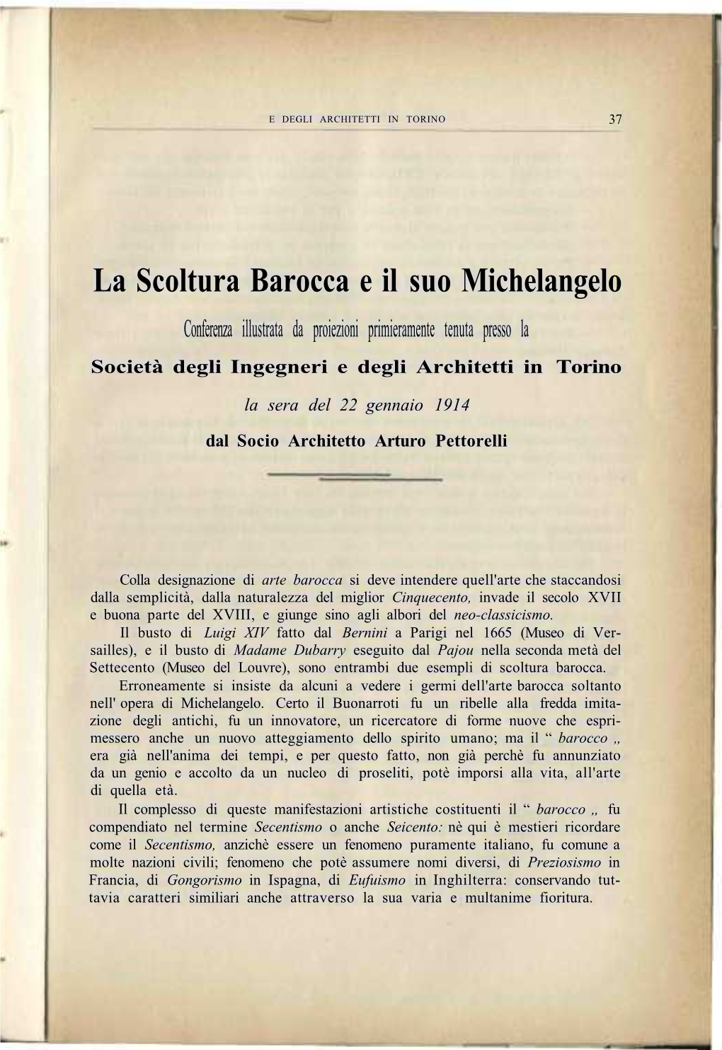 La Scoltura Barocca E Il Suo Michelangelo