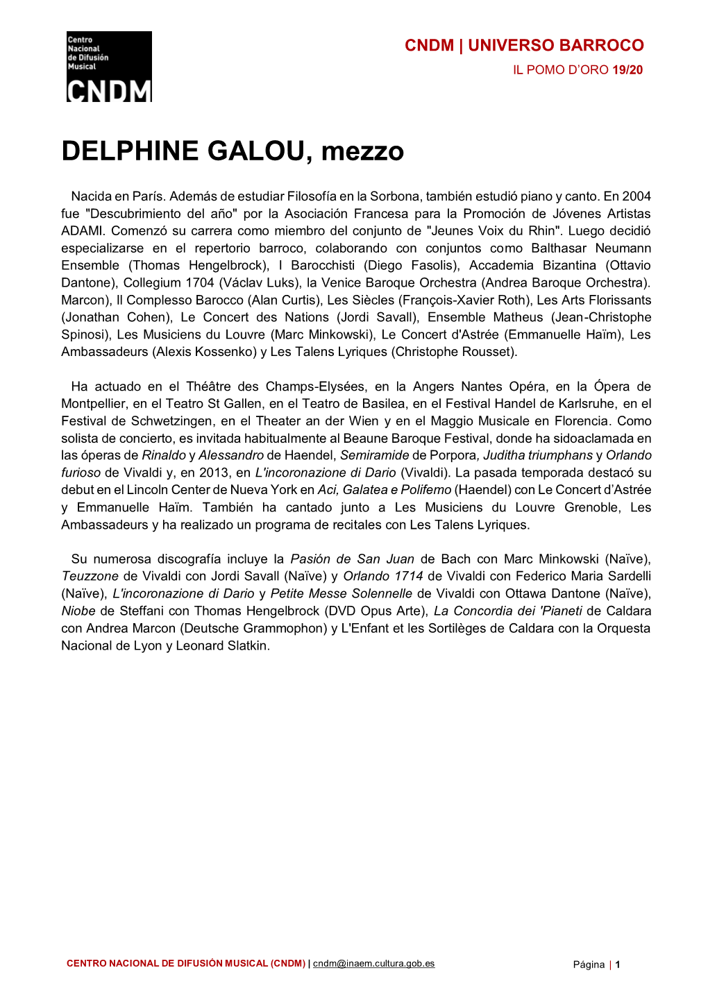 DELPHINE GALOU, Mezzo