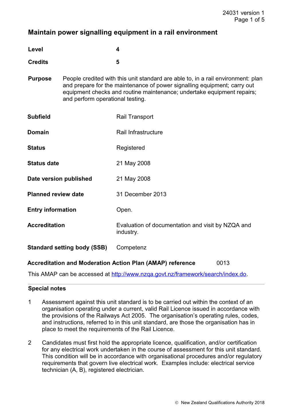 24031 Maintain Power Signalling Equipment in a Rail Environment