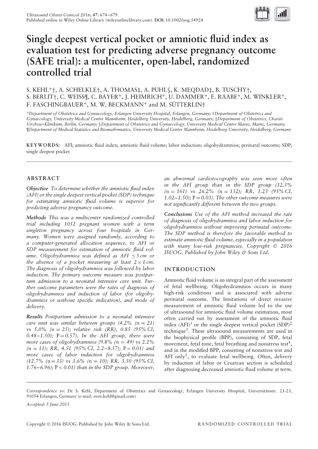 Single Deepest Vertical Pocket Or Amniotic Fluid Index As