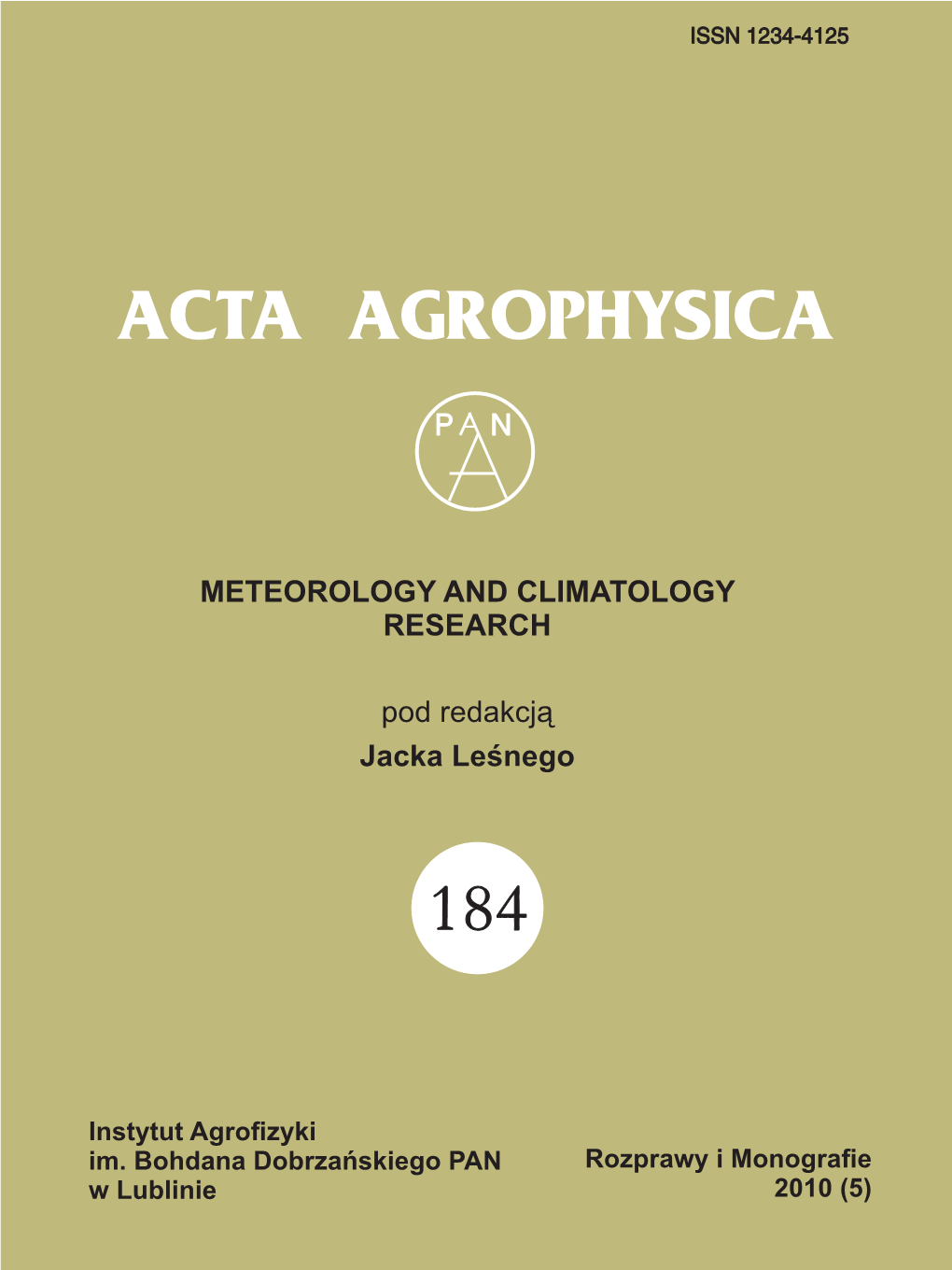 METEOROLOGY and CLIMATOLOGY RESEARCH Pod