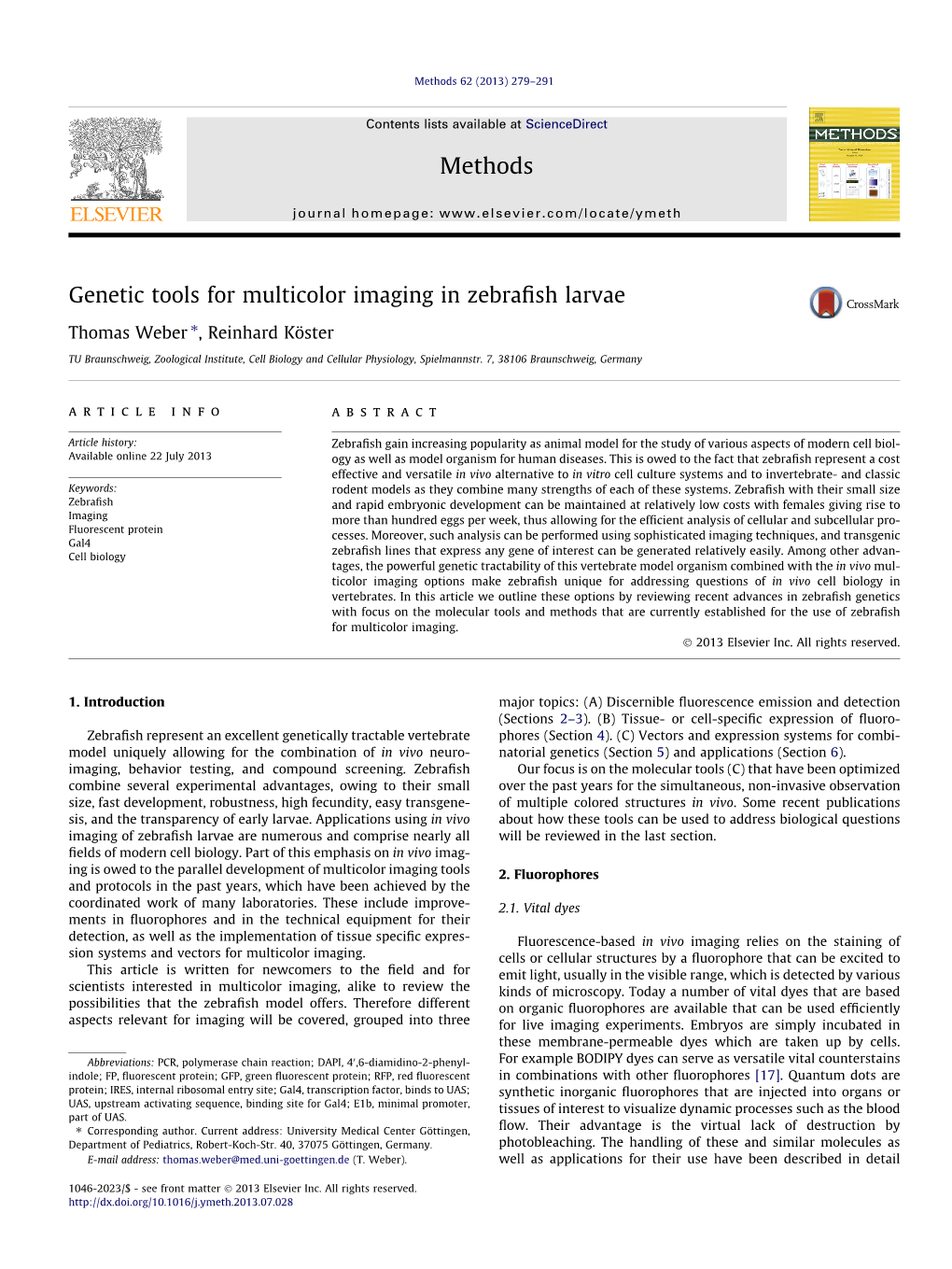 Genetic Tools for Multicolor Imaging in Zebrafish Larvae