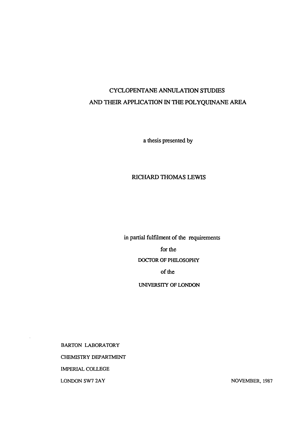 Cyclopentane Annulation Studies and Their Application in the Polyquinane Area