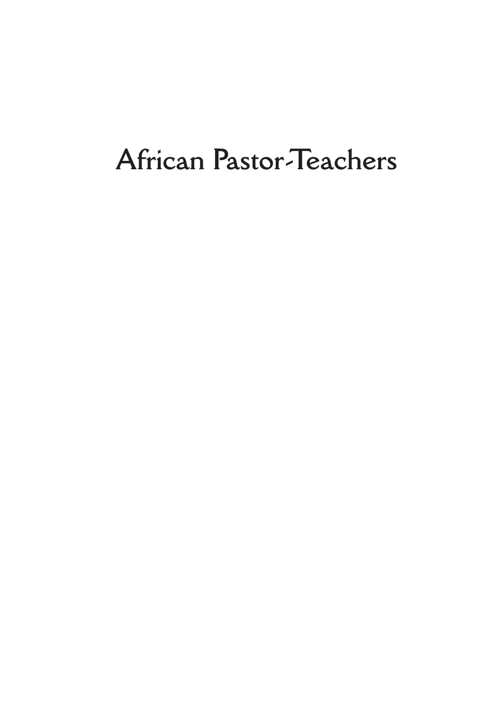 African Pastor-Teachers