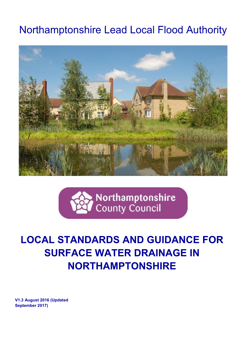 Local Standards and Guidance for Surface Water Drainage in Northamptonshire