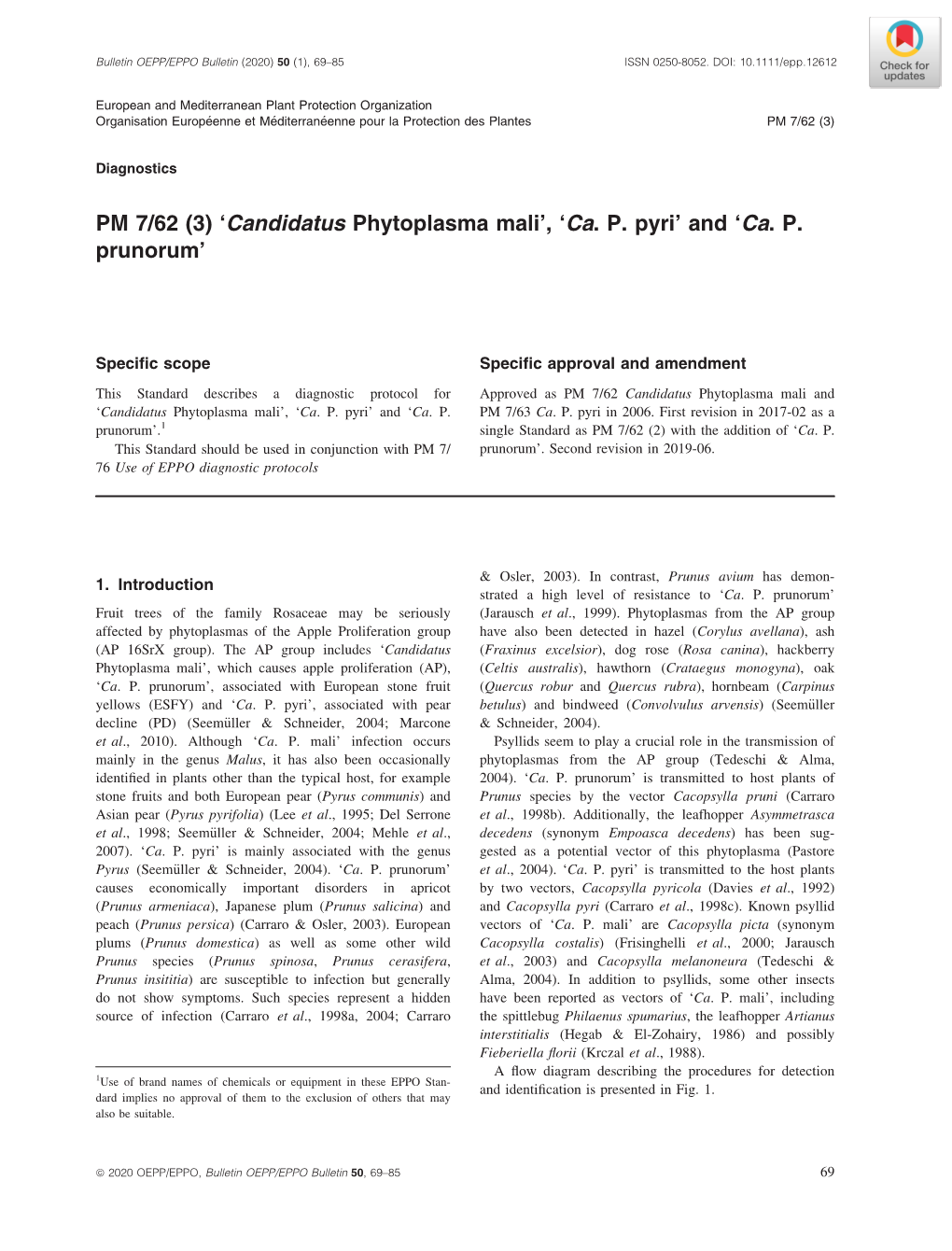 Candidatus Phytoplasma Mali’, ‘Ca