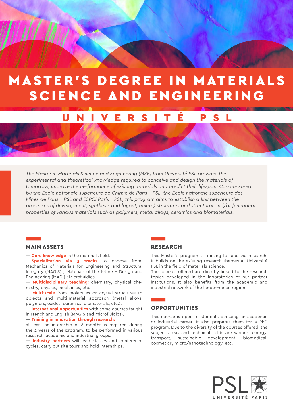 Master's Degree in Materials Science and Engineering