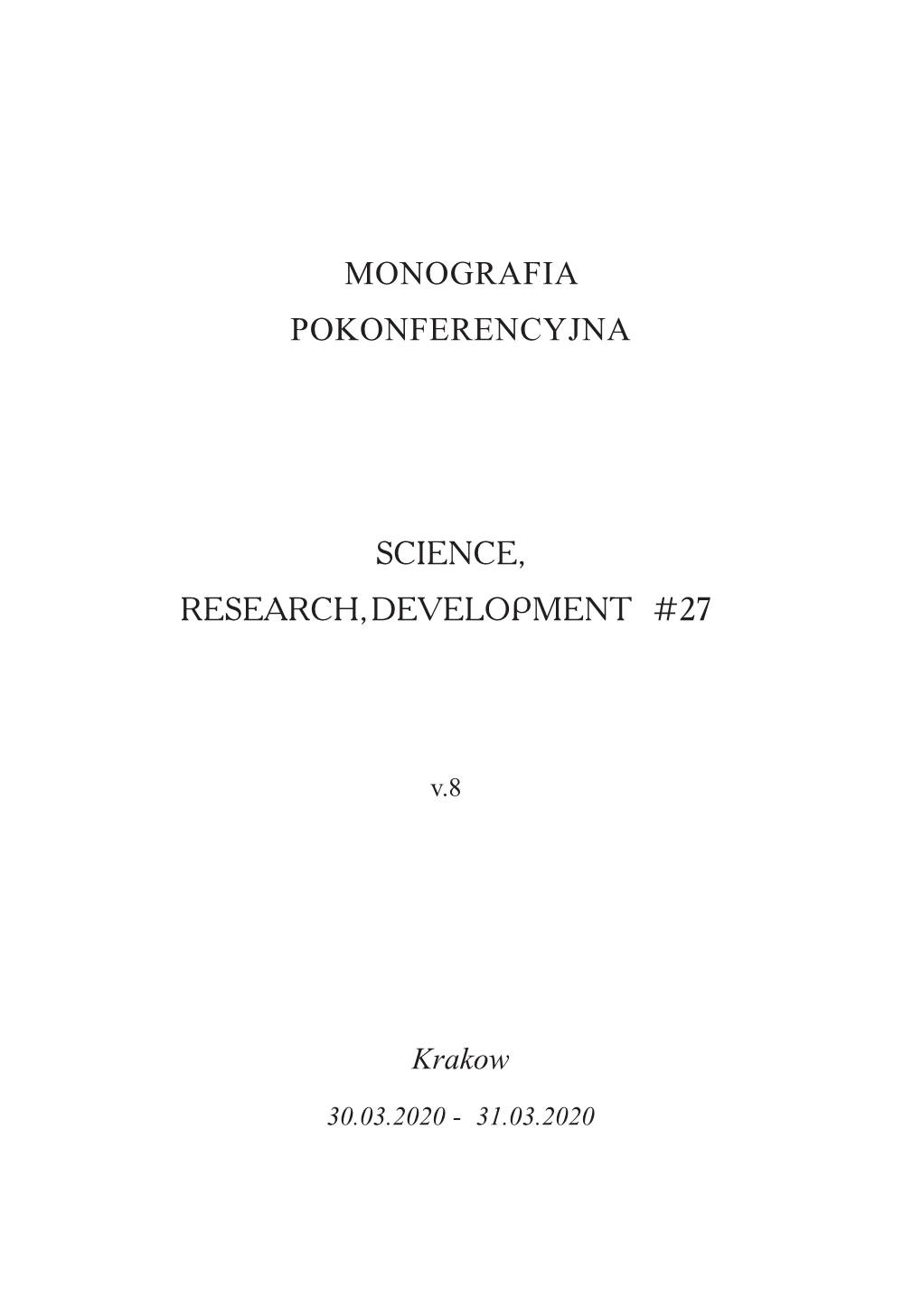 Monografia Pokonferencyjna Science, Research