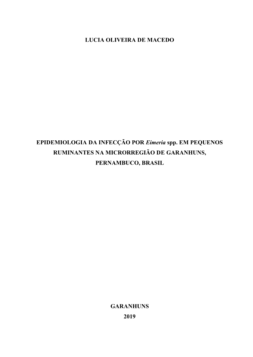 Lucia Oliveira De Macedo Epidemiologia Da Infecção