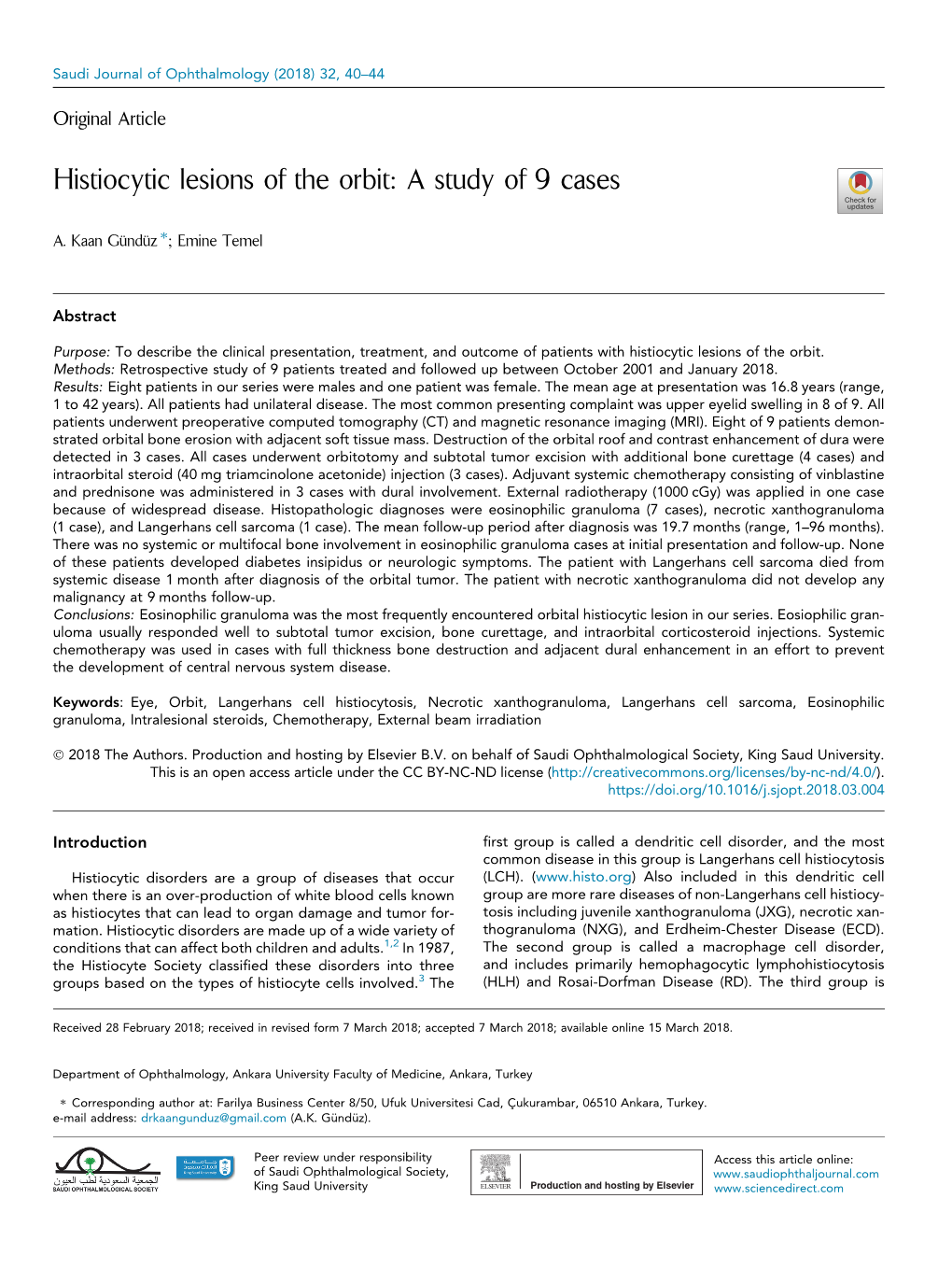 Histiocytic Lesions of the Orbit: a Study of 9 Cases