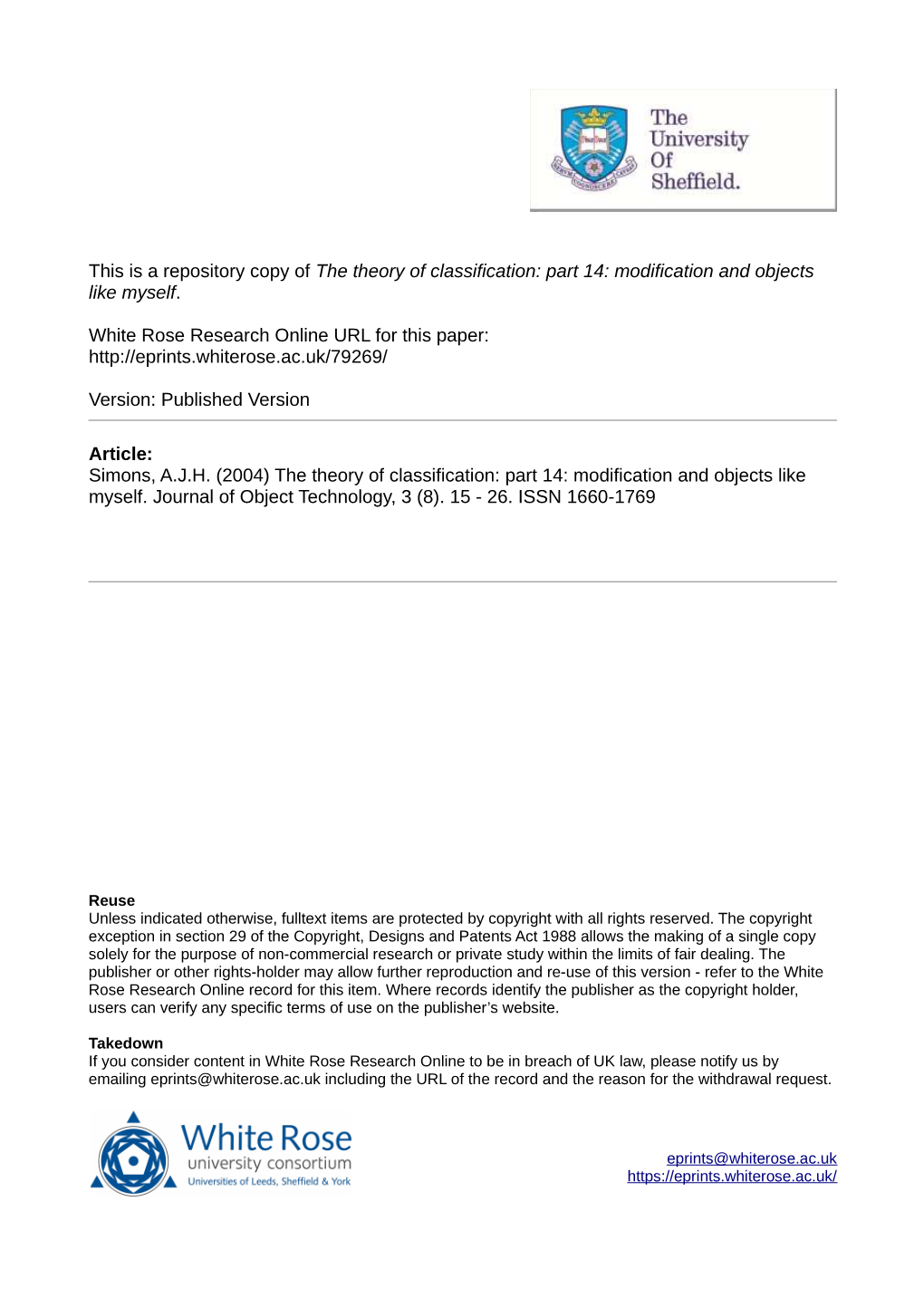 The Theory of Classification: Part 14: Modification and Objects Like Myself