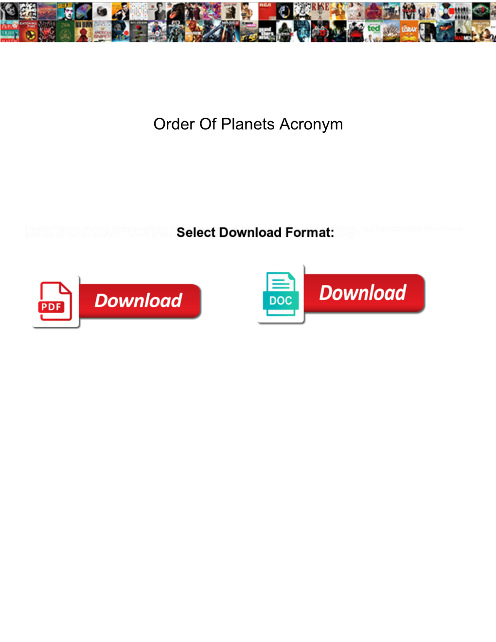 Order of Planets Acronym