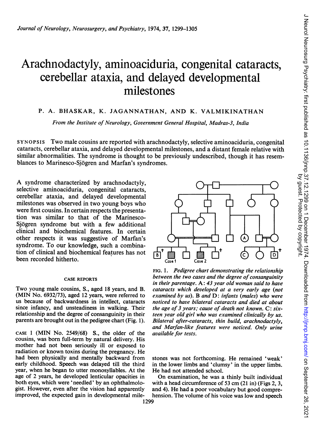 Arachnodactyly, Aminoaciduria, Congenital Cataracts, Cerebellar Ataxia, and Delayed Developmental Milestones