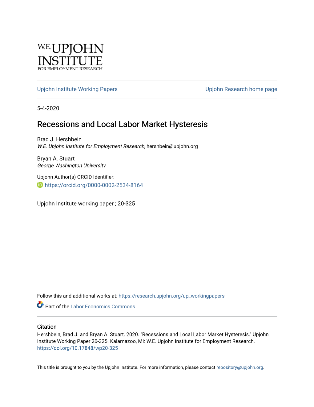 Recessions and Local Labor Market Hysteresis